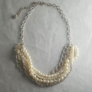 Faux Pearl And Chain Necklace